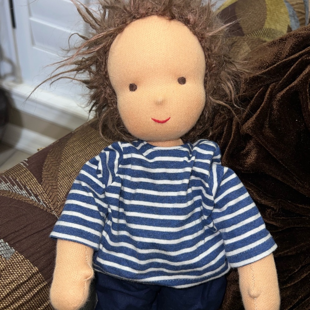 Kathe Kruse Waldorf Doll Germany Clothes Brown Hair  14” Cloth Boy Doll Rare - Picture 2 of 6